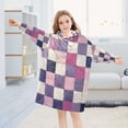 thumbnail image 5 of FORMRS Wearable Blanket Hoodie with Sleeves for Kids Cozy Flannel Sweatshirt, Pink and Purple Plaid Pattern, 5 of 7