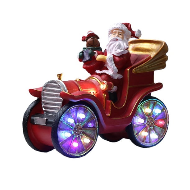 Adorno De Tren De Papá Noel De Navidad Con Luz Y Música, Estatuas De Resina Para Decoración Del Hogar, Decoración De Navidad, Regalo De Año Nuevo Kearding HA038817-00