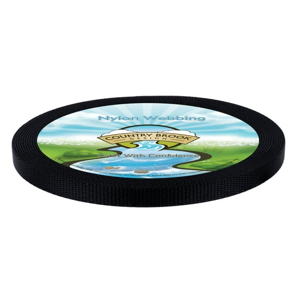 Country Brook Design - Durable 1/2 Inch Heavy Duty Nylon Webbing - 5 Vibrant Colors (Black)