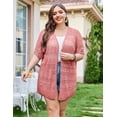 thumbnail image 6 of Zeagoo Plus Size Lightweight Crochet Cardigan for Women Short Sleeve Summer Kimonos Boho Open Front Knitted Cardigans, 6 of 7