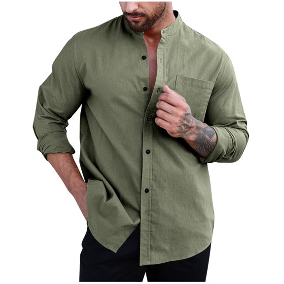 Cardigan Plain Tops for Man Fall Summer Long Sleeve Collared Neck Tops Shirt Blouse Man Button 2026 Clothes Country Concert Y2K