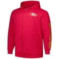 thumbnail image 2 of Men's Fanatics  Scarlet San Francisco 49ers Big & Tall Sleeve Hit Full-Zip Hoodie, 2 of 3