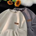 thumbnail image 4 of Sudadera estilo americano de piel de gamuza de color vintage para hombre, de gran tamaño, con cuello redondo, sudadera con capucha holgada y versátil, 4 of 5