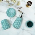 thumbnail image 3 of Bathroom Accessories Set, 4 Pcs Bathroom Sets with Ceramic Soap Dispenser Pump, Tumbler, Toothbrush Holder and Soap Dish for Counter Top Restroom Apartment Decor Stuff, Blue, 3 of 9