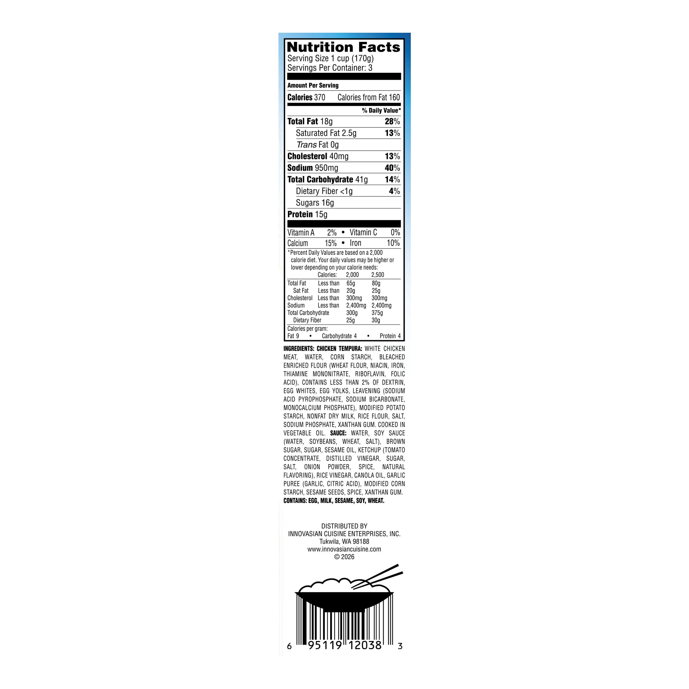 InnovAsian Crispy Sesame Chicken, 18 oz (Frozen Meal)