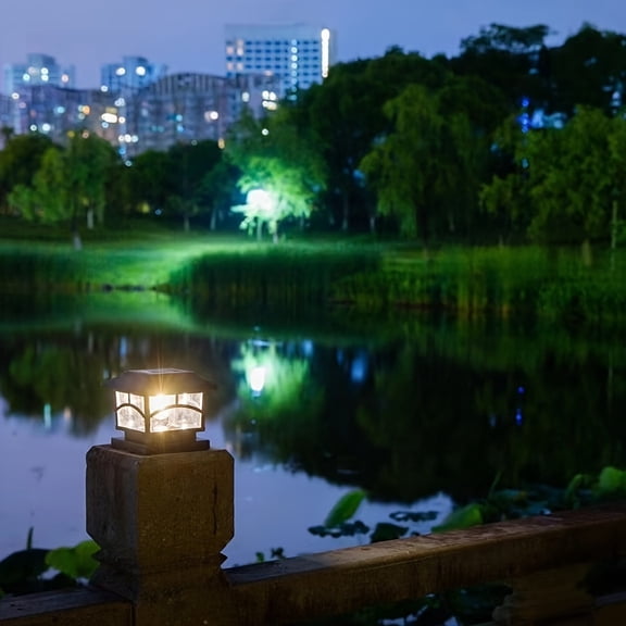 Solar Outdoor Post Cap Light - for 4X4, 5X5, And 6X6 Posts - Bright LED Lights for Fence, Deck, Garden, Or Patio Posts - Slate Black