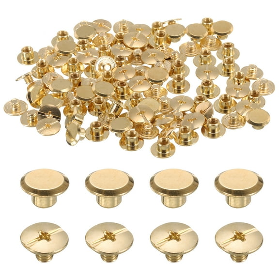 Uxcell 50 Set M5 x 4mm Chicago Screw, Metal Phillips Head Binding Screws Stud Screw Rivets for Leather, Gold Tone
