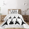 thumbnail image 3 of Ambesonne Rock Music Quilted Bedspread Set 2 Pcs, Guitar Silhouettes, Twin Size, Black White, 3 of 6