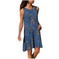 thumbnail image 2 of DPTALR Femmes Été Col Rond Fleurs Coton Lin Sans Manches Grande Taille Longues Robes, 2 of 6