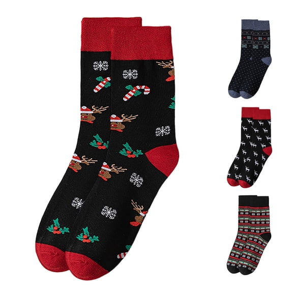 Xijirk Women Christmas Snowflake HO Print Crew Socks Stretchy Knit Mid Calf Socks for Holiday Size:One Size