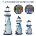 thumbnail image 2 of Mediterranean Style Iron Lighthouse Figurine Nostalgic Ocean Anchor Ornaments for Home, 2 of 7