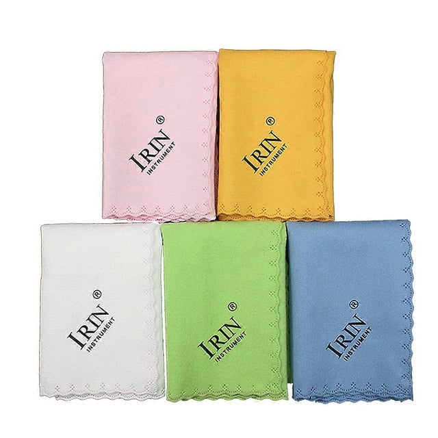 Microfiber Guitar Cloths 5 Pack 9.8 x 9.8in, Musical Instrument Polishing Cloths for Guitar, Violin, Piano, Clarinet,etc