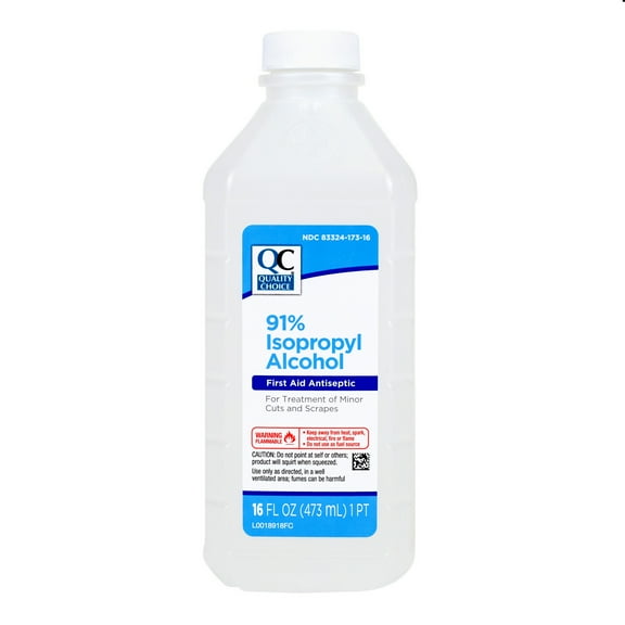Quality Choice 91% Isopropyl Alcohol First Aid Antiseptic for Treatment of Minor Cuts and Scrapes, 16 FL OZ