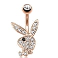 thumbnail image 2 of Body Accentz Multi Paved Gems on Playboy Bunny 316L Surgical Steel Navel Belly Button Ring (Rose Goldtone), 2 of 2
