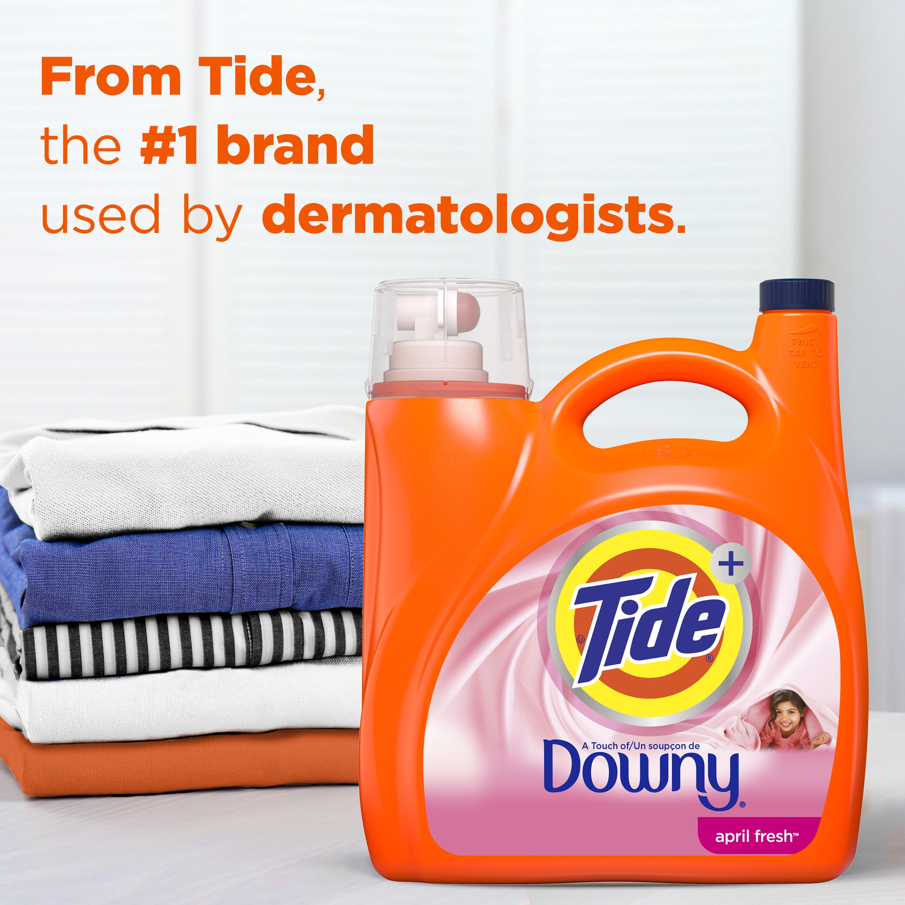 Tide Plus a Touch of Downy Liquid Laundry Detergent, April Fresh Scent, 74 Loads, 105 fl oz