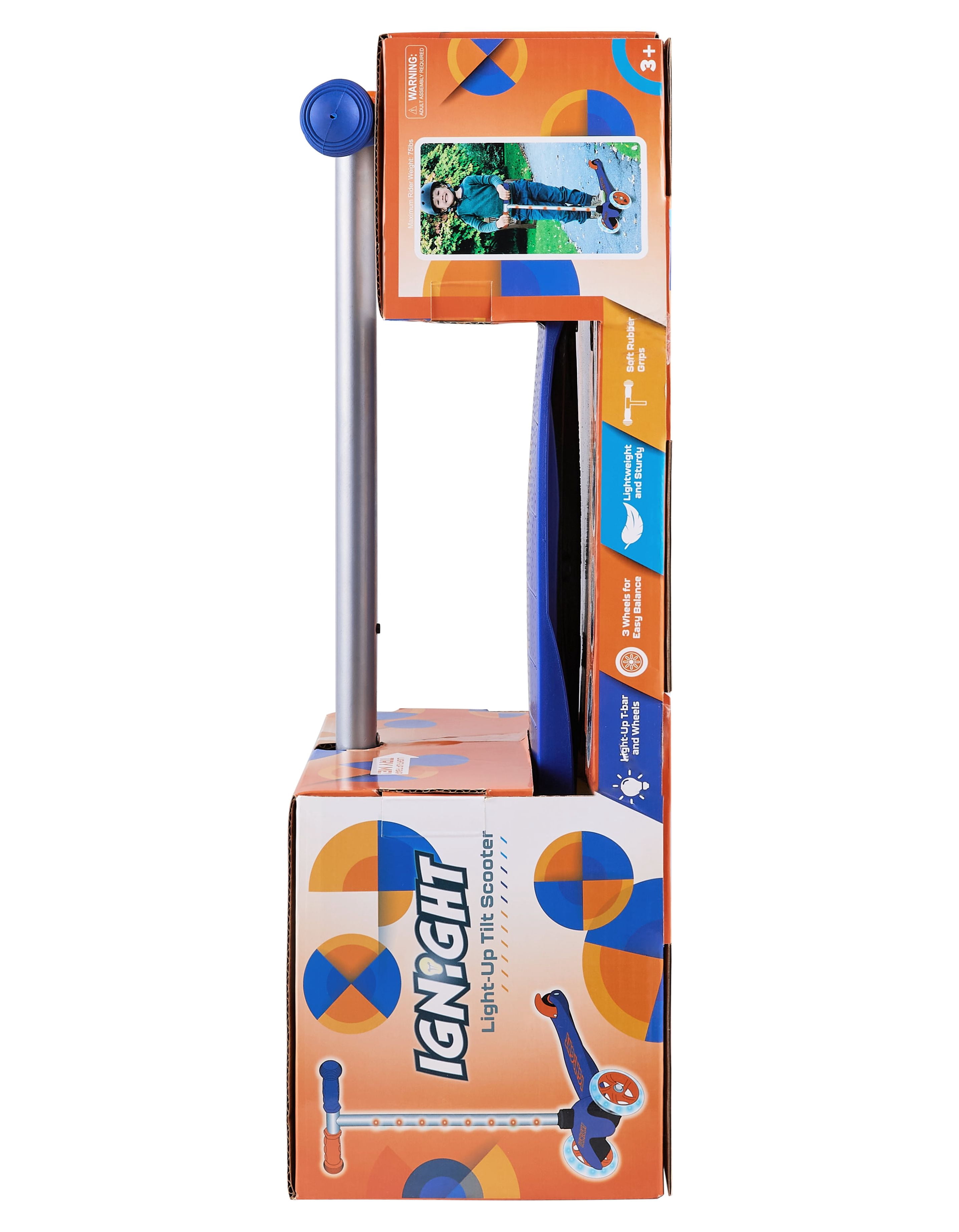 Ignight 3 Wheel Blue Scooter with Light up Wheels & Tbar, for Unisex Ages 3+