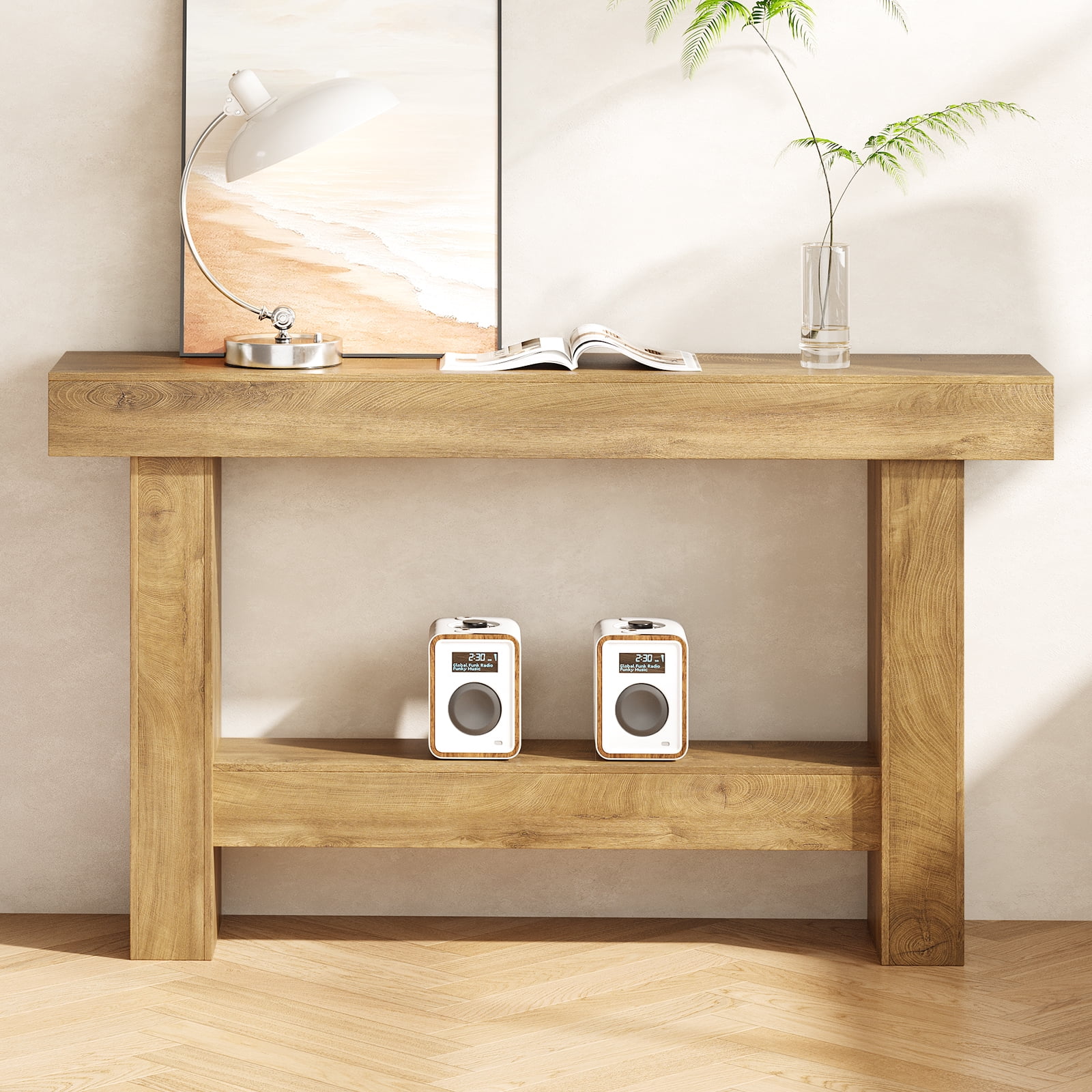 Tarnorci Wooden Console Table,  Behind the Couch, Farmhouse Entryway Table for Hallway, Living Room, Brown