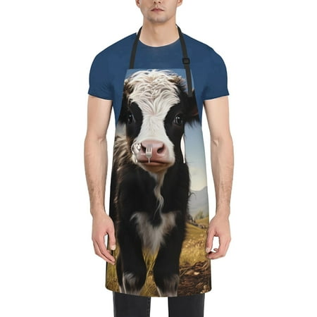 

Picia Cute Prairie Cow Waterproof Apron for Unisex Adult - Adjustable Bib Apron with Pockets Ideal for Cooking Gardening Painting and Household Chores