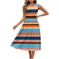 thumbnail image 2 of ClodeEU Women's Crew Neck Sleeveless Floral Print A Line Midi Dress,Casual Summer Swing Dress Orange,Women's Plus M, 2 of 7