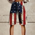 thumbnail image 2 of HEILAU Denim Bermuda Shorts for Women Independence Day Patriotic American Flag Graphic High Waisted Baggy Summer Jean Shorts with Pockets, 2 of 4