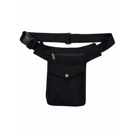 Narayani Crafts Unisex Fanny Pack Utility Waist Bag Cotton Canvas Hip Belt with Pouch Pockets