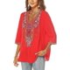 thumbnail image 4 of Women's Summer Boho Embroidery Mexican Bohemian Tops V Neck 3/4 Sleeve Causal Loose Shirt Blouse Tun, 4 of 5