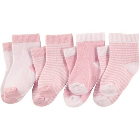 Luvable Friends - Newborn Baby Girls Crew Socks 4 Pack - Walmart.com ...