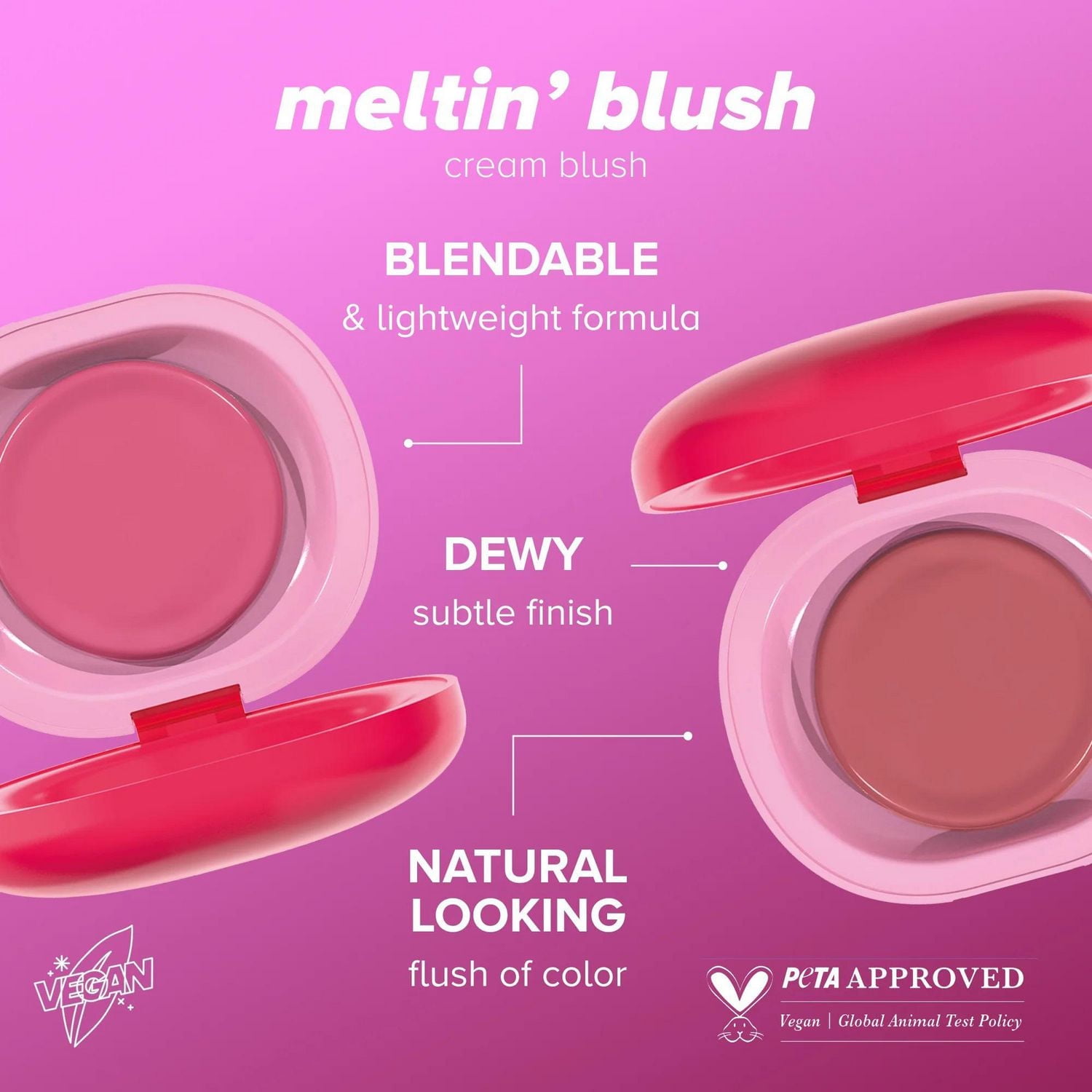 Lottie London - Meltin' Cream Blush - Teinte crémeuse super transparente pour les joues - Mauve atténué - 0.17 Oz.