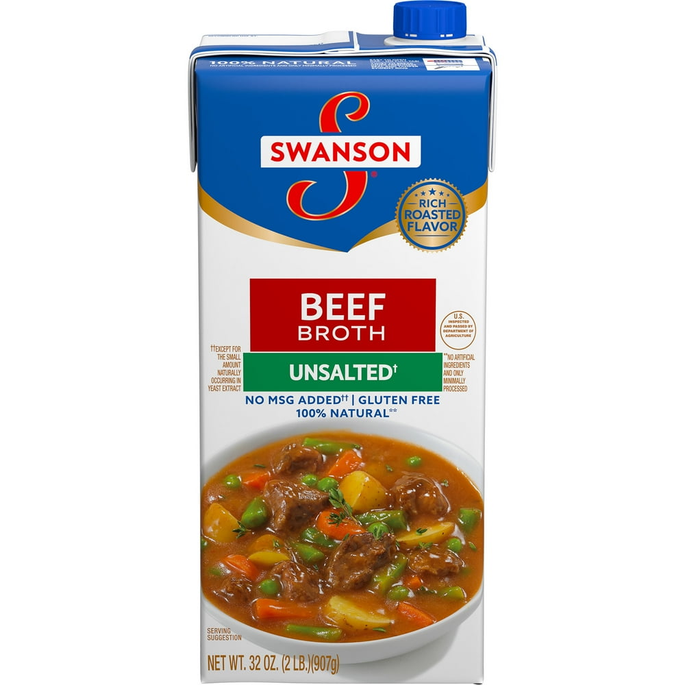 Swanson Unsalted Beef Broth, 32 oz. Carton
