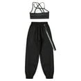 thumbnail image 4 of RUNQHUI Girls 2 Piece Street Dance Costume Hip Hop Jazz Performance Clothes Crop Top with Cargo Pants Black 12, 4 of 5