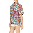 thumbnail image 3 of HAPPY BAY Women's Floral Beach Hawaiian Blouses Shirt V Neck Blouse Short Sleeve Button Down Dress Tops Tee Shirts for Women L Allover Rose, Pink, 3 of 5