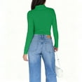 thumbnail image 5 of Gkeoshab Womens Tops Women's High Neck Cowl Neck Long Sleeve T-Shirt Cotton Layering Top for Everyday Wear Green 4XL, 5 of 7