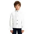 thumbnail image 2 of renvena Boys Pirate Shirt Vampire Renaissance Victorian Blouse Top Halloween Party Cosplay Shirts Costume Size 6-16 White 8, 2 of 7