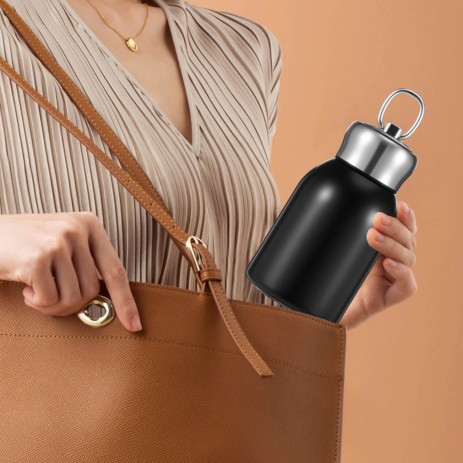 Grusce 4PCS 10.5oz Mini Water Bottles, Small Stainless Steel Insulated Bottle, Mini Thermal Coffee Flask for Cold/Hot Beverages Travel Camping Hiking
