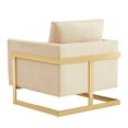 thumbnail image 5 of LeisureMod Accent Arm Chair Upholstered in Velvet with Gold Stainless Steel Sled Base and Removable Back and Seat Cushion No Assembly for Home, Bedroom, Office Lincoln Collection in Beige, 5 of 7