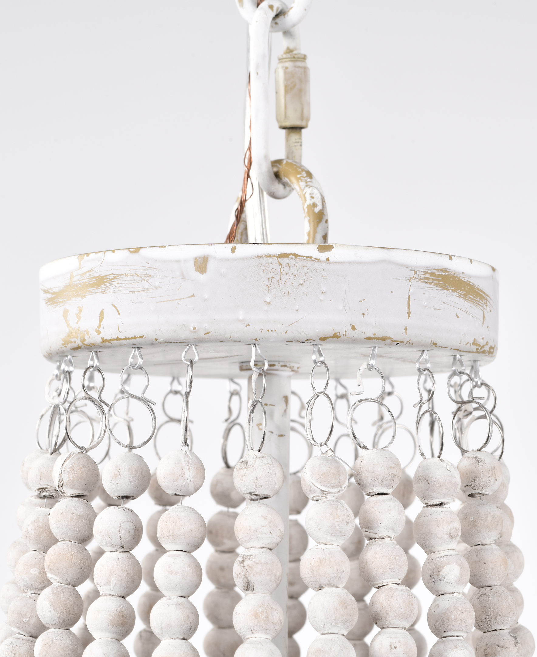Samsa 16 in. 4-Light Indoor Weathered White and Matte Gold Finish Chandelier with Light Kit