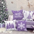thumbnail image 4 of 16x16 Purple Christmas Pillow Covers Set of 4, Christmas Decorations Pillowcase, Winter Decorative Pillow Case, Merry Christmas Tree Cushion for Indoor Home Bedroom Sofa Xmas Couch Decor, 4 of 6