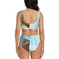 thumbnail image 3 of Kdxio Funny Cat Taking a Bath Print Women's 2 Piece High Waisted Wrap Spaghetti Strap Summer Swimsuit Bikini Set-X-Large, 3 of 7