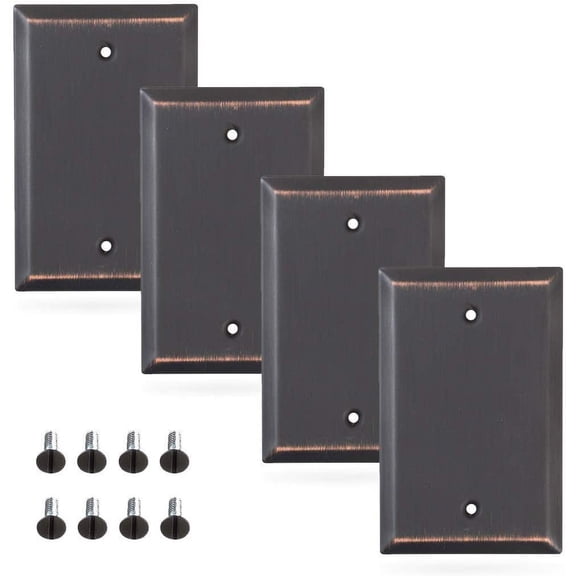 Sleeklighting 4 Pack Decorative Oil Rubbed Bronze Outlet Covers | 1 Gang Blank