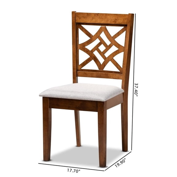 Baxton Studio Nicolette Modern and Contemporary Grey Fabric Upholstered and Walnut Brown Finished Wood 2-Piece Dining