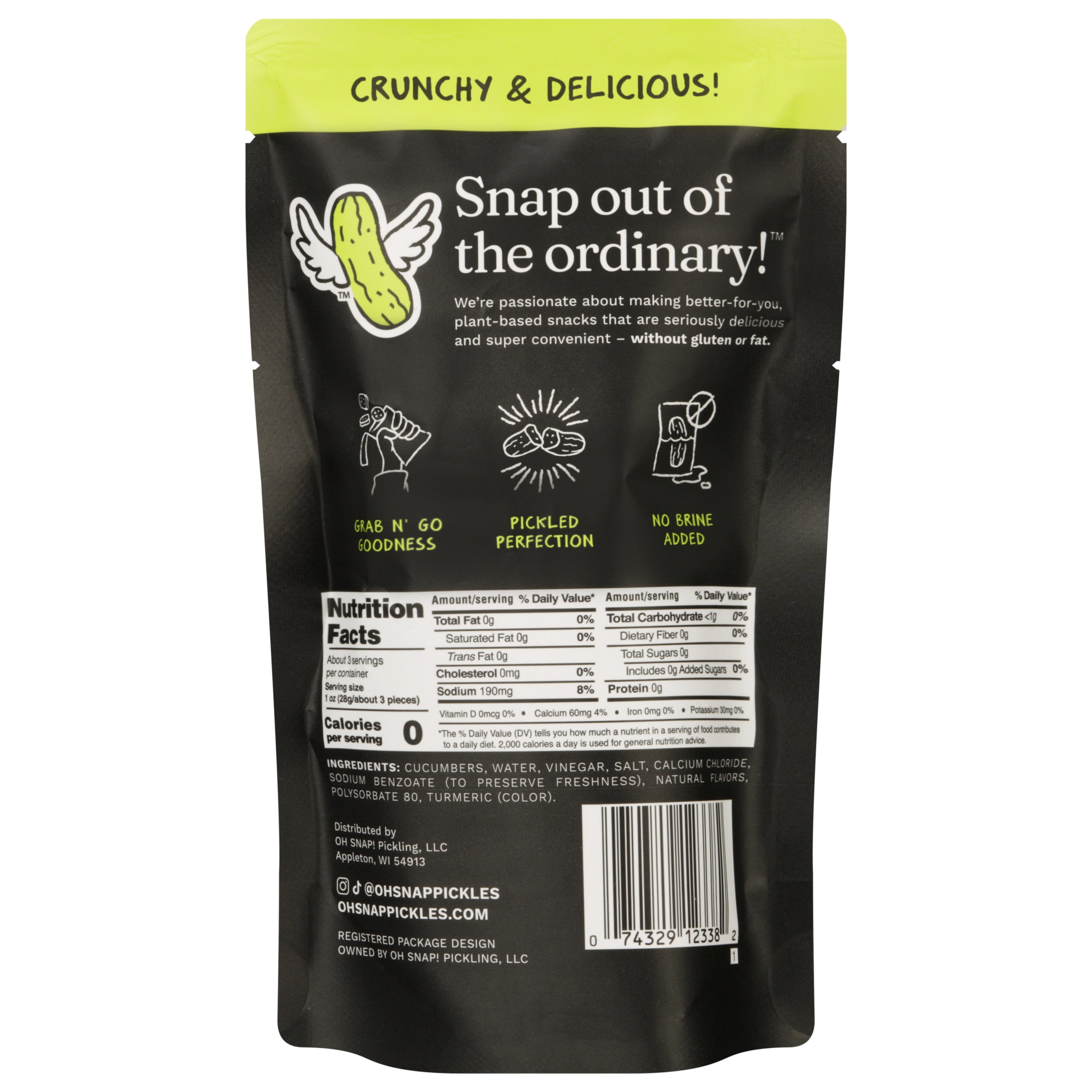 OH SNAP! Dilly Bites Dill Pickle Snack Pack, Fat-Free, Keto