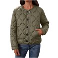 thumbnail image 2 of Xdegoge Lightweight Quilted Jacket for Women Full Zip Crewnceck Padded Jackets Casual Loose Barn Coat Fashion Solid Color Warm Outerwear with Pockets, 2 of 9