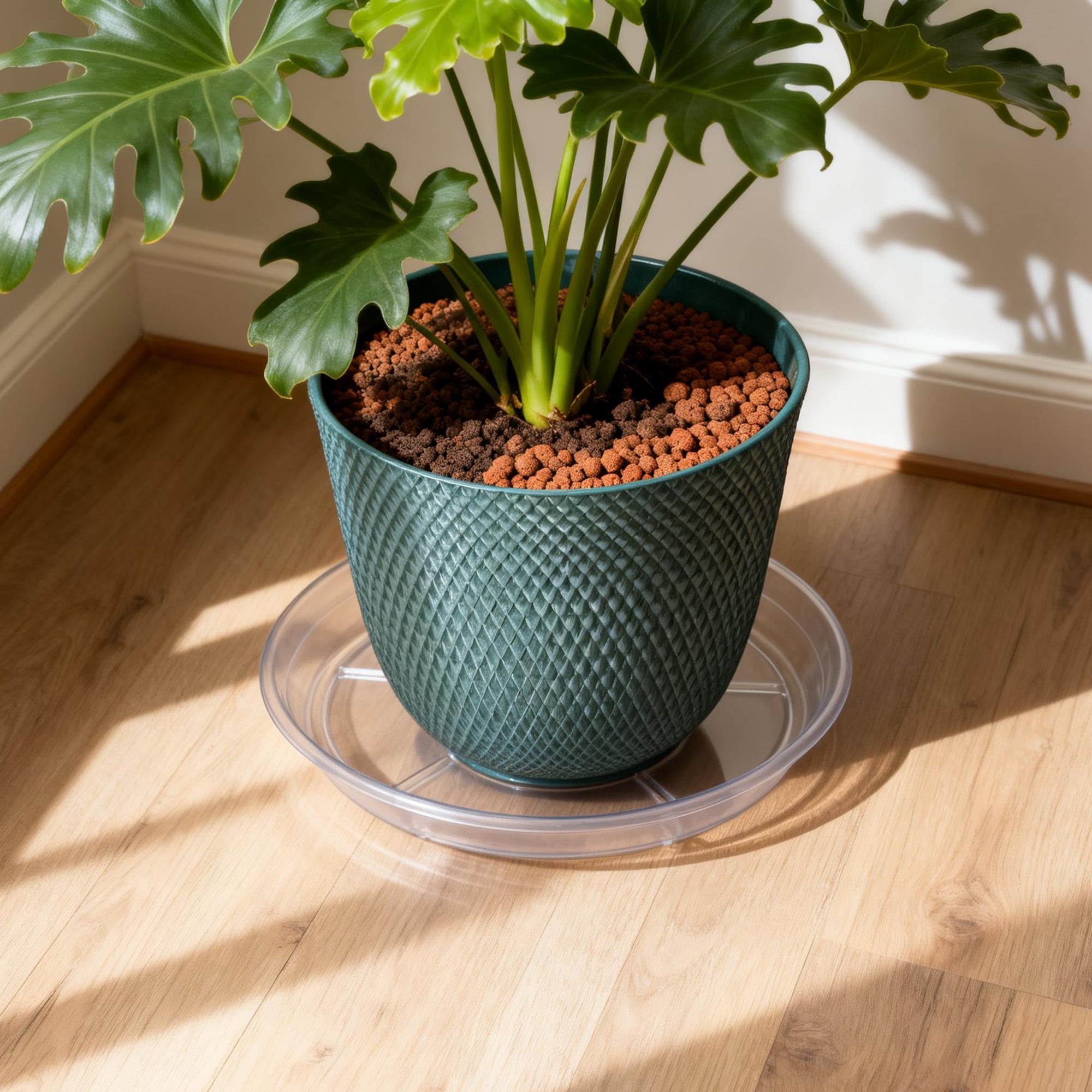 Better Homes & Gardens 12" Round Clear Recycled PET Saucer for Indoor Outdoor Garden