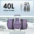 thumbnail image 2 of Foldable Travel Duffel Bag Carry On 40L with Shoes Compartment Overnight Weekender Waterproof Gym Shoulder Bags for Men Women, Purple, 2 of 6