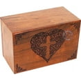 thumbnail image 3 of Rosewood Top Border Engraved Wooden Cremation Urns for Human Ashes Adult - Handcrafted Funeral Memorial Ashes Urn - Columbarium Urn (Heart Cross, 100 Cubic Inches), 3 of 5