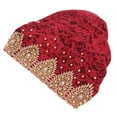 thumbnail image 3 of Muslim Turban Hat, Stylish Exquisite Soft Elastic Turban Head Wrap Multicolor Floral Design Fine Workmanship Comfortable Breathable  For Daily Wear For Worship Wine, 3 of 8