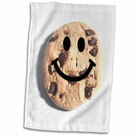 Cute Smiley Faces - 3dRose Happy cookie - cute chocolate chip cookie smiley face - smiling food - yummy smile sweet smilie - Towel, 15 by 22-inch