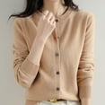 thumbnail image 6 of YAMXUN Women Cardigan O-Neck Sweater Spring Autumn Winter Female Long Sleeve Wool Knitted Solid Soft, 6 of 6
