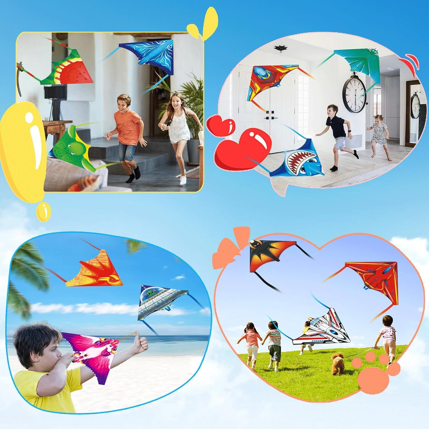 Mini Launcher Kites for Kids Ages 4-12, Easy to Fly Outdoor Party Favors, Bulk Classroom Prizes Beach Toys and Treasure Box Fillers
