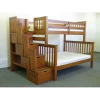Bedz King Stairway Bunk Beds Twin over Full with 4 Drawers in the Steps, Espresso